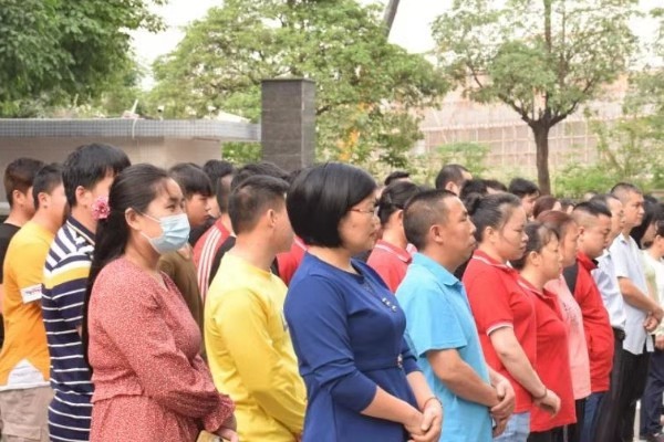 四月也要元氣滿滿！萬昌公司昨日召開全體動員晨會